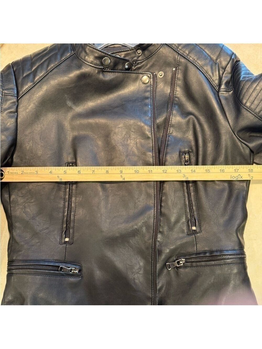 Philomena Petti New York Faux Leather Motorcycle Jacket Large - Picture 6 of 7